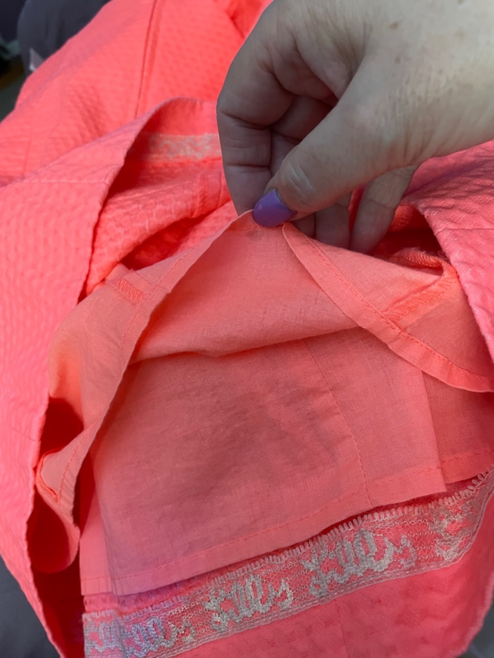 Lilly Pulitzer Valli Hot Coral Mini Dress with Metallic Trim Sz 2 - Picture 5 of 7